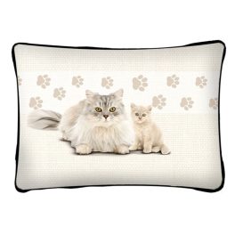 Cicás díszpárna, fehér perzsa macska