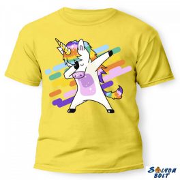 Vicces póló több színben, táncoló unikornis