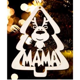 Karácsonyfa dísz, Mama, fenyőfa és rénszarvas