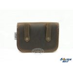 Barna, kígyóbőr mintás betéttel bőr övtáska, egyfakkos, csatos, fekvő