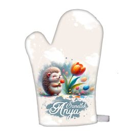   Edényfogó kesztyű, főzőkesztyű, Anyák napja, Süni és tulipán