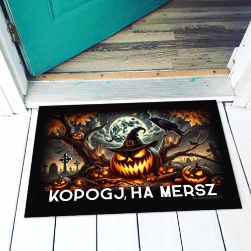 Vicces színes lábtörlő, Halloween, Kopogj, ha mersz