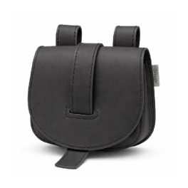 Bőr tarsoly övtáska, fekete