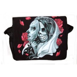 Koponya álarccal, gyöngyvászon oldaltáska, válltáska