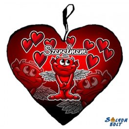 Szív alakú párna, ördög szívekkel, szerelmem