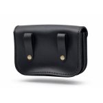 Fekete bőr övtáska, dupla fakkos, horgas csatos, fekvő