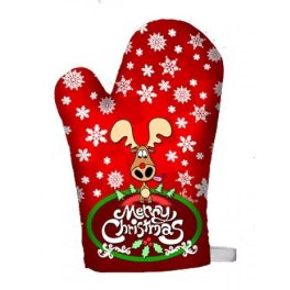   Karácsonyi edényfogó kesztyű, karácsonyi rénszarvas mintával