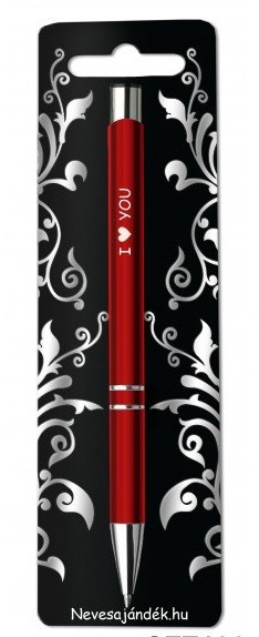 Gravírozott toll, I love you, piros, szerelmes ajándék