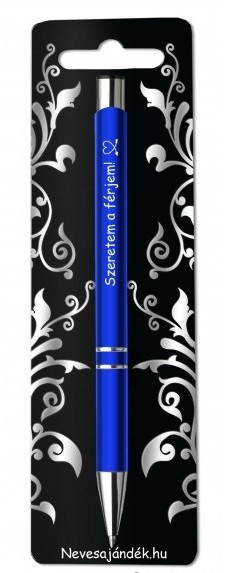 Gravírozott toll, Szeretem a férjem, kék, szerelmes ajándék
